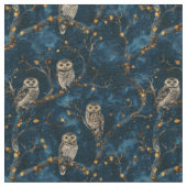 Create Your Own Magical Blue Gold Winter Owls Stoff (Nahaufnahme)