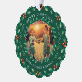 Create your own Merry Christmas photo christmas Ornament Karte (Links)