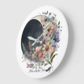 Create Your Own Midnight Floral Crescent Moon Große Wanduhr (Winkel)