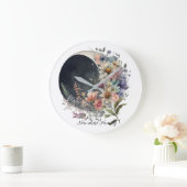 Create Your Own Midnight Floral Crescent Moon Große Wanduhr (Zuhause)