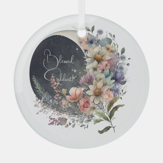 Create Your Own Midnight Floral Crescent Moon Ornament Aus Glas (Vorderseite)