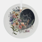Create Your Own Midnight Floral Crescent Moon Ornament Aus Glas (Rückseite)