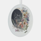 Create Your Own Midnight Floral Crescent Moon Ornament Aus Glas (Vorderseite Rechts)