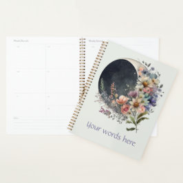 Create Your Own Midnight Floral Crescent Moon Planer