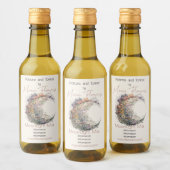 Create Your Own Midnight Floral Crescent Moon Weinetikett (Flaschen)