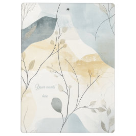 Create Your Own Misty Gray Gold Floral Minimalist Klemmbrett