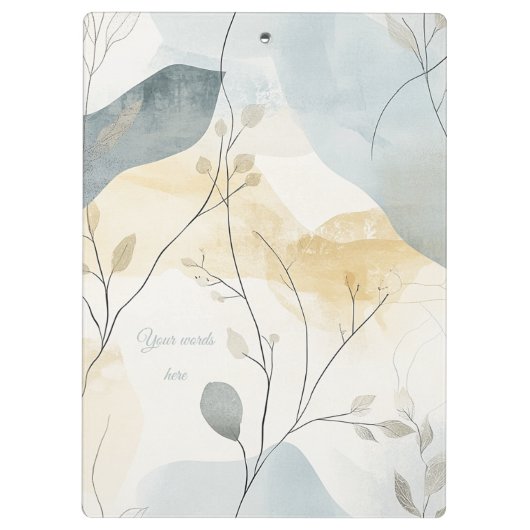 Create Your Own Misty Gray Gold Floral Minimalist Klemmbrett (Rückseite)