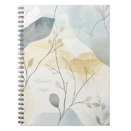 Create Your Own Misty Gray Gold Floral Minimalist Notizblock