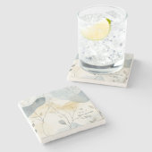 Create Your Own Misty Gray Gold Floral Minimilist Steinuntersetzer (Seitenansicht)