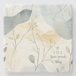 Create Your Own Misty Gray Gold Floral Minimilist Steinuntersetzer