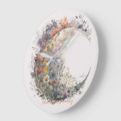 Create Your Own Misty Spring Floral Crescent Moon Große Wanduhr (Winkel)