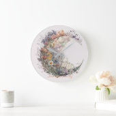 Create Your Own Misty Spring Floral Crescent Moon Große Wanduhr (Zuhause)