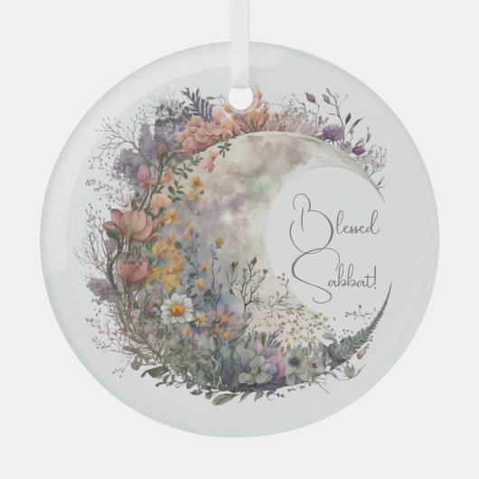 Create Your Own Misty Spring Floral Crescent Moon Ornament Aus Glas (Vorderseite)
