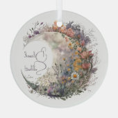 Create Your Own Misty Spring Floral Crescent Moon Ornament Aus Glas (Rückseite)
