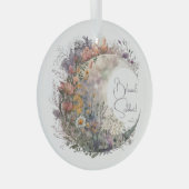 Create Your Own Misty Spring Floral Crescent Moon Ornament Aus Glas (Vorderseite Rechts)