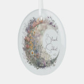 Create Your Own Misty Spring Floral Crescent Moon Ornament Aus Glas (Vorderseite links)