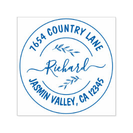 Create Your Own Modern Round Return Address blue Permastempel