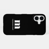 Create Your Own Monogrammed Modern Initials Black iPhone 16 Hülle (Rückseite (Horizontal))