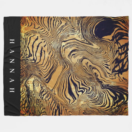 Create your own monogrammed text leopard print  fleecedecke (Vorderseite (Horizontal))