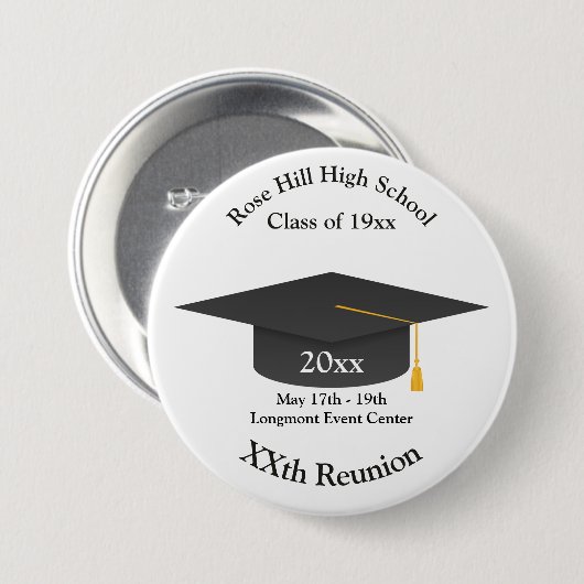Create-Your-Own Mortarboard Class Reunion Button (Vorne & Hinten)