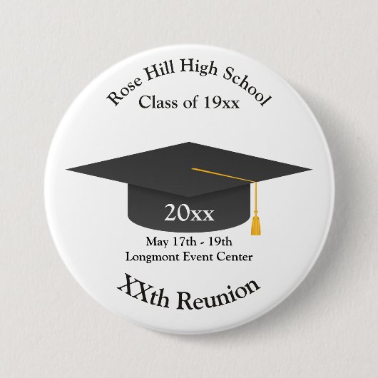 Create-Your-Own Mortarboard Class Reunion Button (Vorderseite)