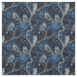 Create Your Own Mystical Blue Gold Winter Owls Stoff