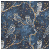 Create Your Own Mystical Blue Gold Winter Owls Stoff (Nahaufnahme)