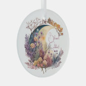 Create Your Own Mystical Floral Crescent Moon Ornament Aus Glas (Vorderseite Rechts)