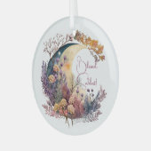 Create Your Own Mystical Floral Crescent Moon Ornament Aus Glas (Vorderseite links)