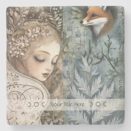Create Your Own Mystical Fox Maiden Botanical Steinuntersetzer