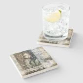 Create Your Own Mystical Maiden Botanical Steinuntersetzer (Seitenansicht)