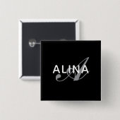Create Your Own Name Monogram 2''Scratch Resistant Button (Vorne & Hinten)