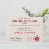 Create your own Nice List Certificate form Santa Einladung (Stehend Vorderseite)