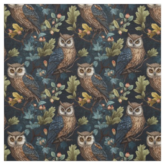 Create Your Own Night Owls Pine Trees Blue Stoff (Muster)