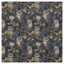 Create Your Own Night Owls Pink Roses Stoff