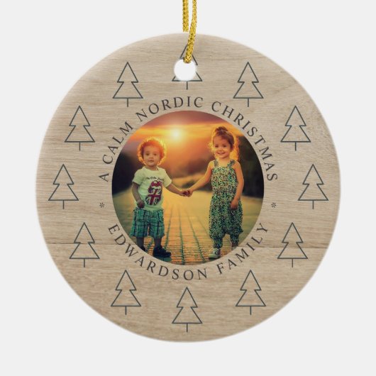 Create your own nordic family photo christmas keramik ornament (Vorne)