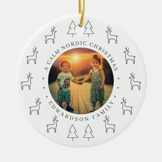 Create your own nordic family photo christmas keramik ornament (Vorne)
