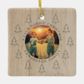 Create your own nordic family photo christmas keramikornament (Vorderseite)