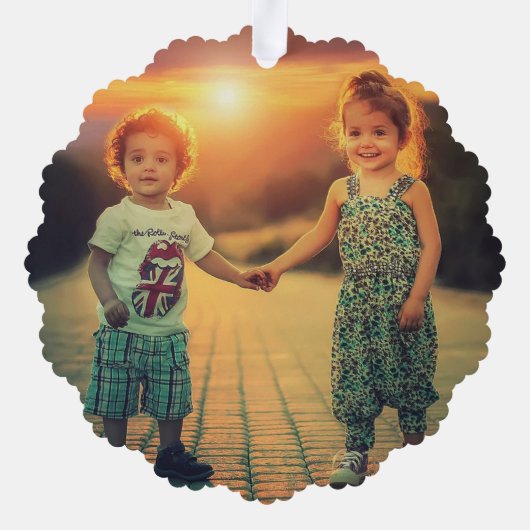 Create your own nordic family photo christmas ornament karte (Rückseite)