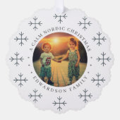 Create your own nordic family photo christmas ornament karte (Vorderseite)