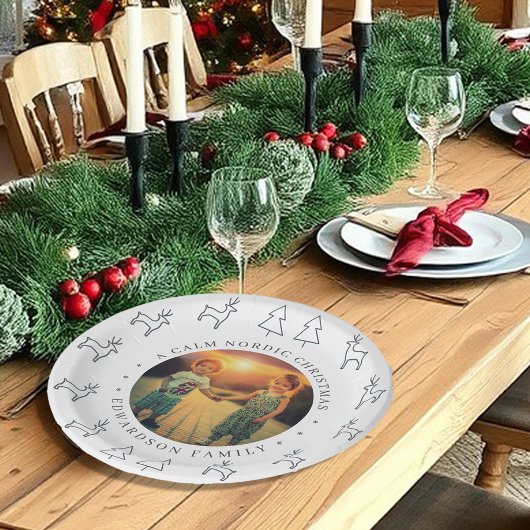 Create your own nordic family photo christmas pappteller
