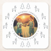 Create your own nordic family photo christmas rechteckiger pappuntersetzer (Vorderseite)