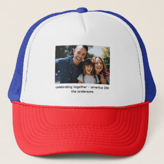 Create Your Own One Photo and Text America 250 Hat Truckerkappe