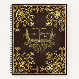 Create Your Own Ornate Gilded Grimoire Brown Notizblock