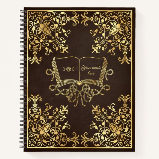 Create Your Own Ornate Gilded Grimoire Brown Notizblock (Vorderseite)