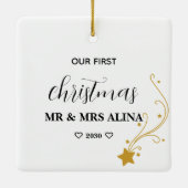 Create Your Own Our First Christmas Married Keramikornament (Rückseite)