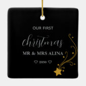 Create Your Own Our First Christmas Married Keramikornament (Rückseite)