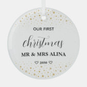 Create Your Own Our First Christmas Married Ornament Aus Glas (Vorderseite)