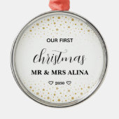 Create Your Own Our First Christmas Married Ornament Aus Metall (Vorne)