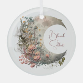 Create Your Own Peach Roses Floral Crescent Moon Ornament Aus Glas